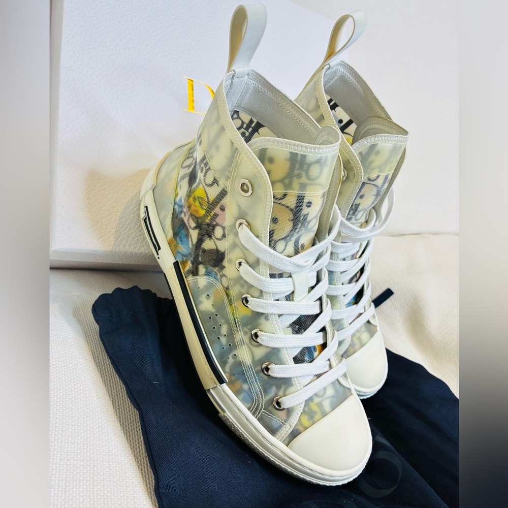 Dior 39 US6 B23 Translucent High-Top Sneakers with Multicolor Accents